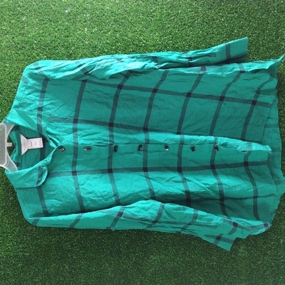 Multiples plaid long sleeve blouse - Picture 2 of 4